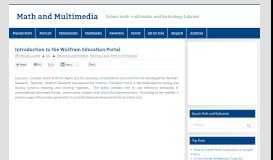 
							         Introduction to the Wolfram Education Portal - Math and Multimedia								  
							    