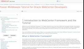 
							         Introduction to WebCenter Framework and the Tutorial - Oracle Docs								  
							    