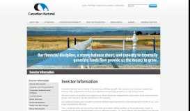 
							         Investor Information - Canadian Natural Resources								  
							    