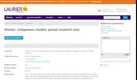 
							         iPortal: indigenous studies portal research tool | Laurier Library								  
							    