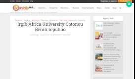 
							         irgib africa university, cotonou benin republic, irgib africa - Beninfo247								  
							    