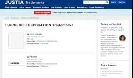 
							         IRVING OIL CORPORATION Trademarks :: Justia Trademarks								  
							    