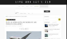 
							         Is EL AL Spreading Rumors Of Air India's Collapse? - Live and Let's Fly								  
							    
