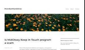 
							         Is McKinsey Keep In Touch program a scam - MundusMundanus								  
							    