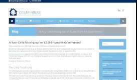 
							         Is Your Child Missing out on £2,000 from the Government? - Cedar ...								  
							    