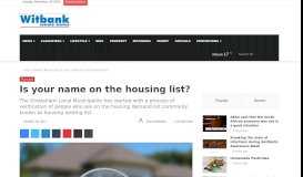 
							         Is your name on the housing list? | Witbank News								  
							    