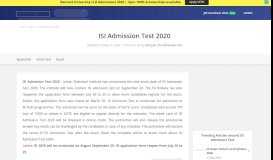 
							         ISI Admission Test 2019 – Answer Key (Released), Result, Merit								  
							    