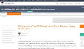 
							         ISI Admission Test 2019 Application Form: Apply at www.isical.ac.in								  
							    