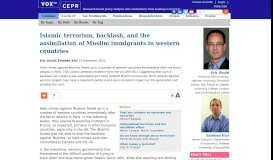 
							         Islamic terrorism and assimilation of Muslims | VOX, CEPR Policy Portal								  
							    