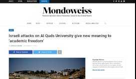 
							         Israeli attacks on Al Quds University give new meaning to 'academic ...								  
							    