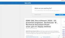 
							         ISRO SAC Recruitment 2018 Notification | ISRO 80 Technician 'B ...								  
							    