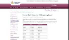 
							         IT Services Christmas 2018 Opening hours - My.Anglia Homepage								  
							    