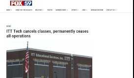 
							         ITT Tech cancels classes, permanently ceases all operations | FOX59								  
							    