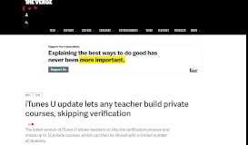 
							         iTunes U update lets any teacher build private courses, skipping ...								  
							    