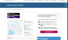 
							         Iu Health Goshen Hospital | MedicalRecords.com								  
							    