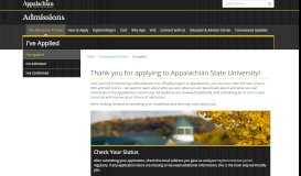 
							         I've Applied - Admissions - Appalachian State University								  
							    