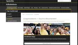 
							         I've Confirmed - Admissions - Appalachian State University								  
							    