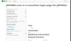 
							         JAFRABiz.com is a consultant login page for JAFRAbiz ...								  
							    