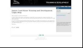 
							         Jaguar Land Rover Training and Development Login Help								  
							    