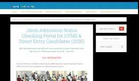 
							         Jamb Admission Status Checking Portal for UTME & DE (2018)								  
							    