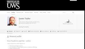 
							         James Taylor — The UWS Academic Portal - UWS Research Portal								  
							    