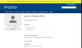 
							         Jane E. Pardee, M.D. - University of Rochester Medical Center - URMC								  
							    
