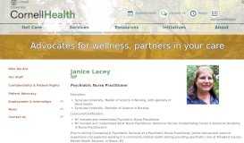 
							         Janice Lacey | Cornell Health								  
							    