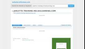 
							         jarlette.training.reliaslearning.com at WI. Relias Authentication								  
							    