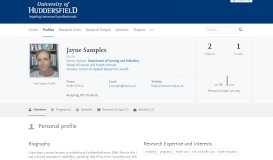 
							         Jayne Samples — University of Huddersfield Research Portal								  
							    