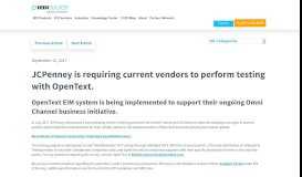
							         JCPenney Requiring Vendor Testing with OpenText - EDI Compliance								  
							    