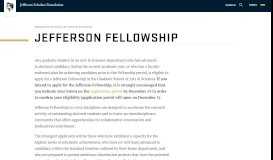 
							         Jefferson Fellowship | Jefferson Scholars Foundation								  
							    