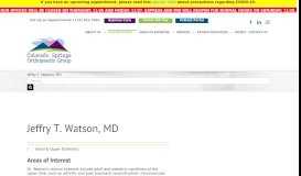 
							         Jeffery T. Watson, MD | Colorado Springs Orthopaedic Group								  
							    