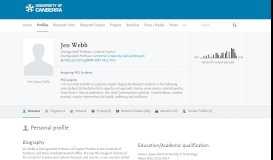 
							         Jen WEBB — University of Canberra Research Portal								  
							    