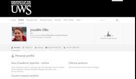 
							         Jennifer Ellis — The UWS Academic Portal - UWS Research Portal								  
							    