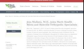 
							         Jess Mullens, M.D., Joins Merit Health Biloxi and Bienville Orthopedic ...								  
							    