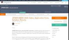 
							         JIPMER MBBS 2020: Dates, Application Form, Syllabus ...								  
							    