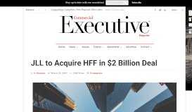 
							         JLL to Acquire HFF in $2 Billion Deal - CEM								  
							    