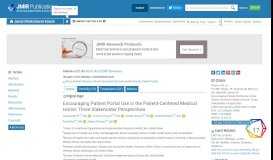 
							         JMIR - Encouraging Patient Portal Use in the Patient-Centered ...								  
							    