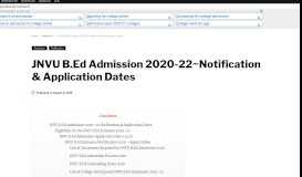 
							         JNVU B.Ed Admission 2019-21~Notification & Application Dates								  
							    