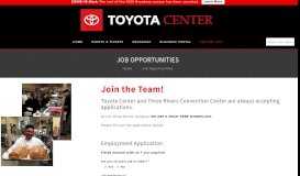 
							         Job Opportunities - Toyota Center								  
							    