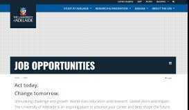 
							         Job Opportunities - University of Adelaide								  
							    