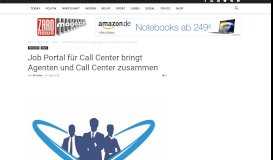 
							         Job Portal für Call Center bringt Agenten und Call Center zusammen ...								  
							    