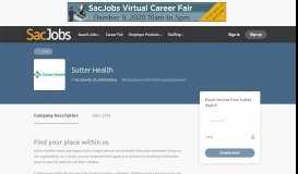 
							         Jobs at Sutter Health | SacJobs								  
							    