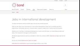 
							         Jobs in international development | Bond								  
							    