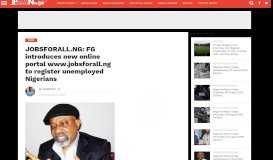 
							         JOBSFORALL.NG: FG introduces new online portal www.jobsforall.ng ...								  
							    