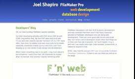 
							         Joel Shapiro: blog: FileMaker Web & Database Design [ jsfmp ]								  
							    
