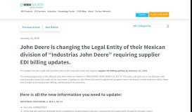 
							         John Deere Legal Entity Change - Supplier EDI Billing Updates								  
							    