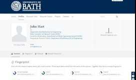 
							         John Hart — the University of Bath's research portal								  
							    
