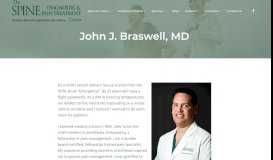
							         John J. Braswell, MD | The Spine Diagnostic & Pain Treatment Center								  
							    