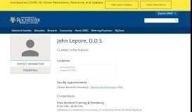 
							         John Lepore, D.D.S. - University of Rochester Medical Center - URMC								  
							    